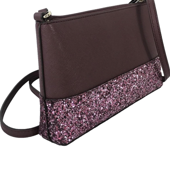 NWT Kate Spade Greta Court Glitter Crossbody Bag Cherrywood - Picture 9 of 10